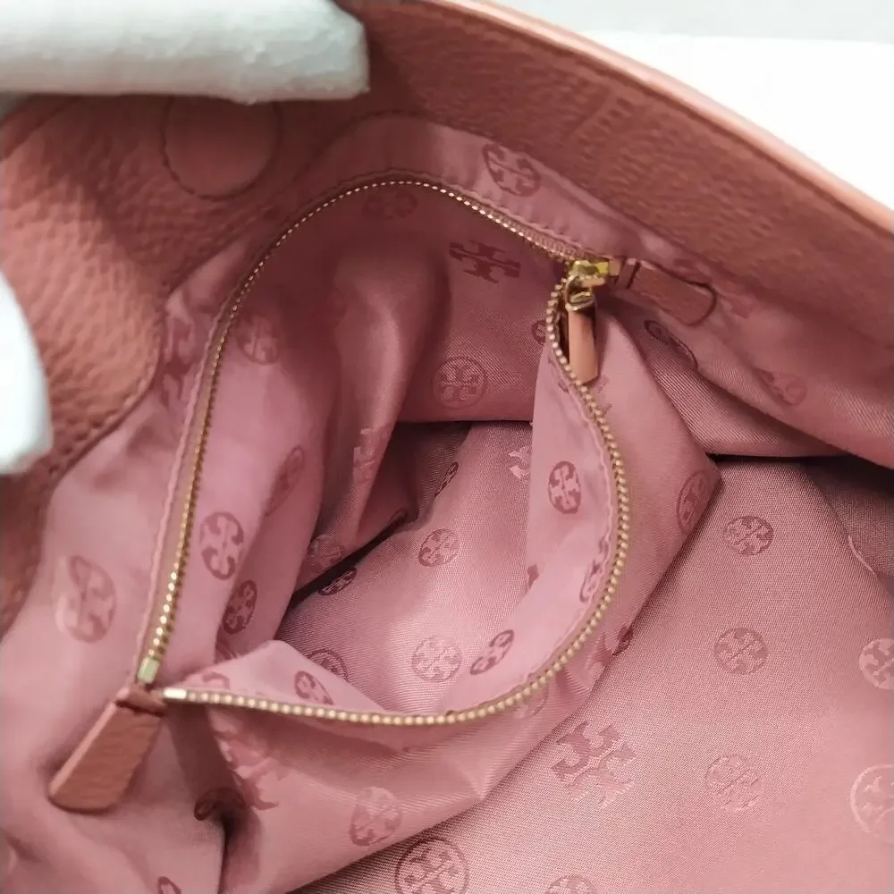 Tory Burch Pink Pebbled Leather Chain Strap Crossbody Shoulder Bag
